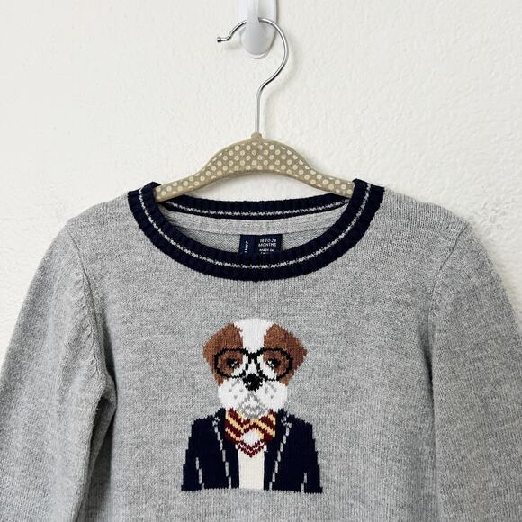 [Janie and Jack] Classic Heather Gray The Bulldog Sweater Crew Neck Size 18-24M - Picture 4 of 12